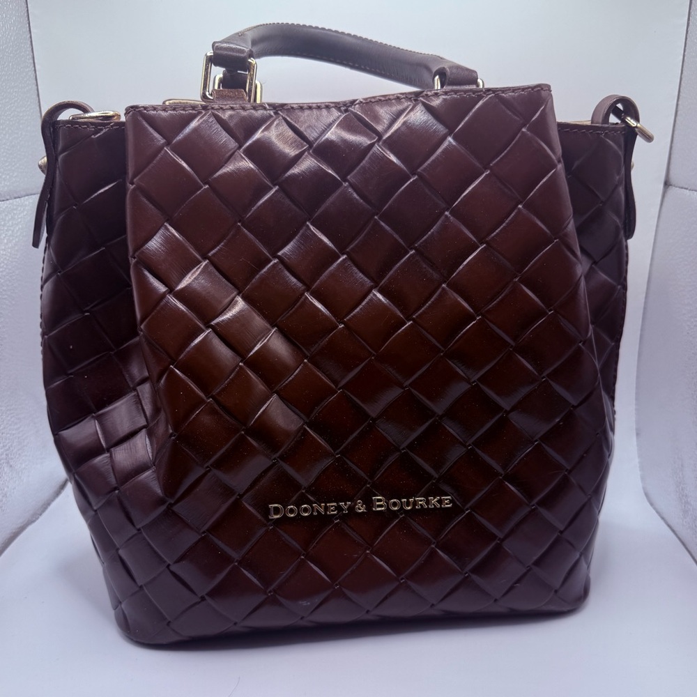 Dooney & Bourke Dark Brown Quilted Shoulder Bag w/ crossbody strap